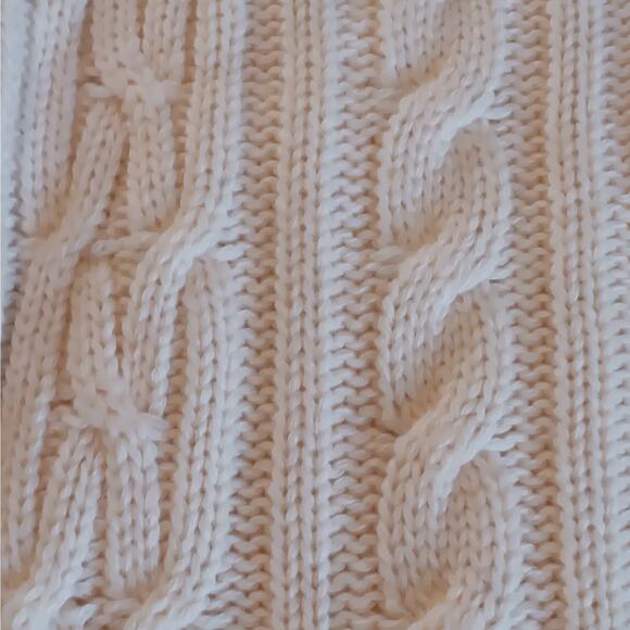 Chanel Cardigan Sweater 40 Small Ivory Cable Knit Fringe Trim Cashmere Cotton - Picture 4 of 14